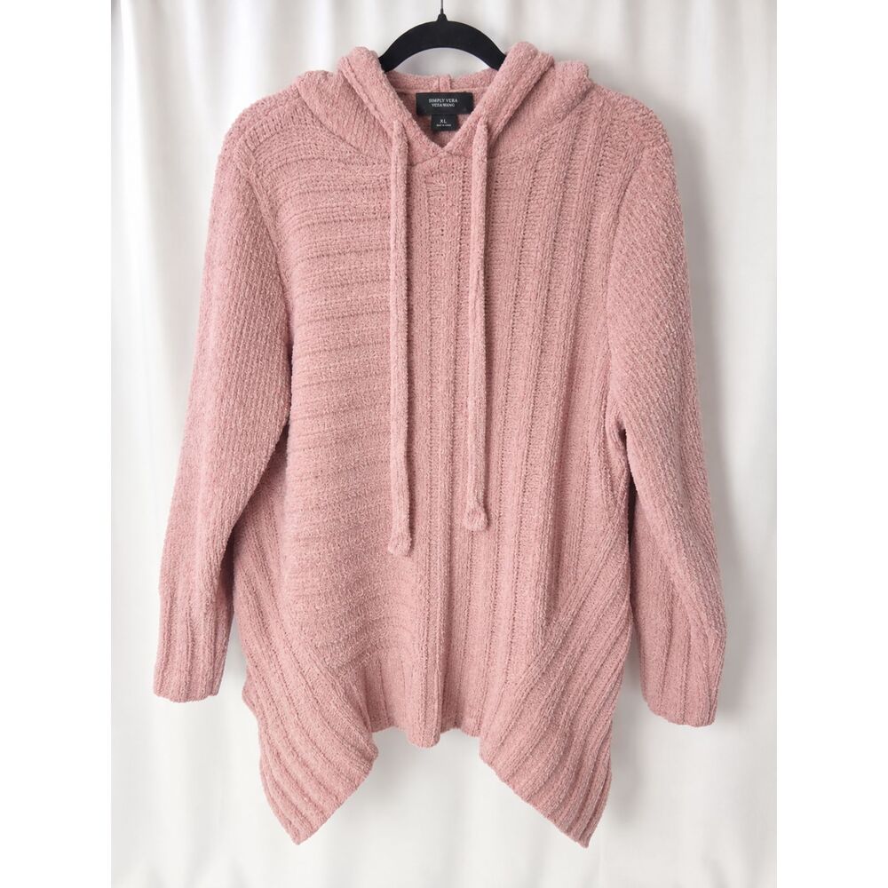 Simply Vera Vera Wang Womens XL Pink Hooded Pullover Sweater